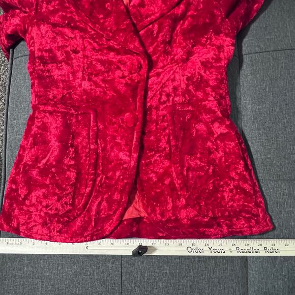 Vintage Crushed Velvet Blazer Women Small*‎ Red Whimsigoth Fairy Goth Steampunk - Picture 8 of 9